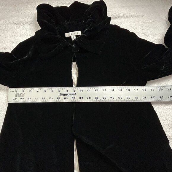 Cabi Womens Black Velvet Swing Jacket Small Style #158 Balloon Sleeve Silk Blend - Picture 7 of 8